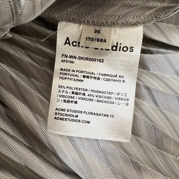 Acne Studios grey stripe pleated slit midi skirt - Picture 4 of 10